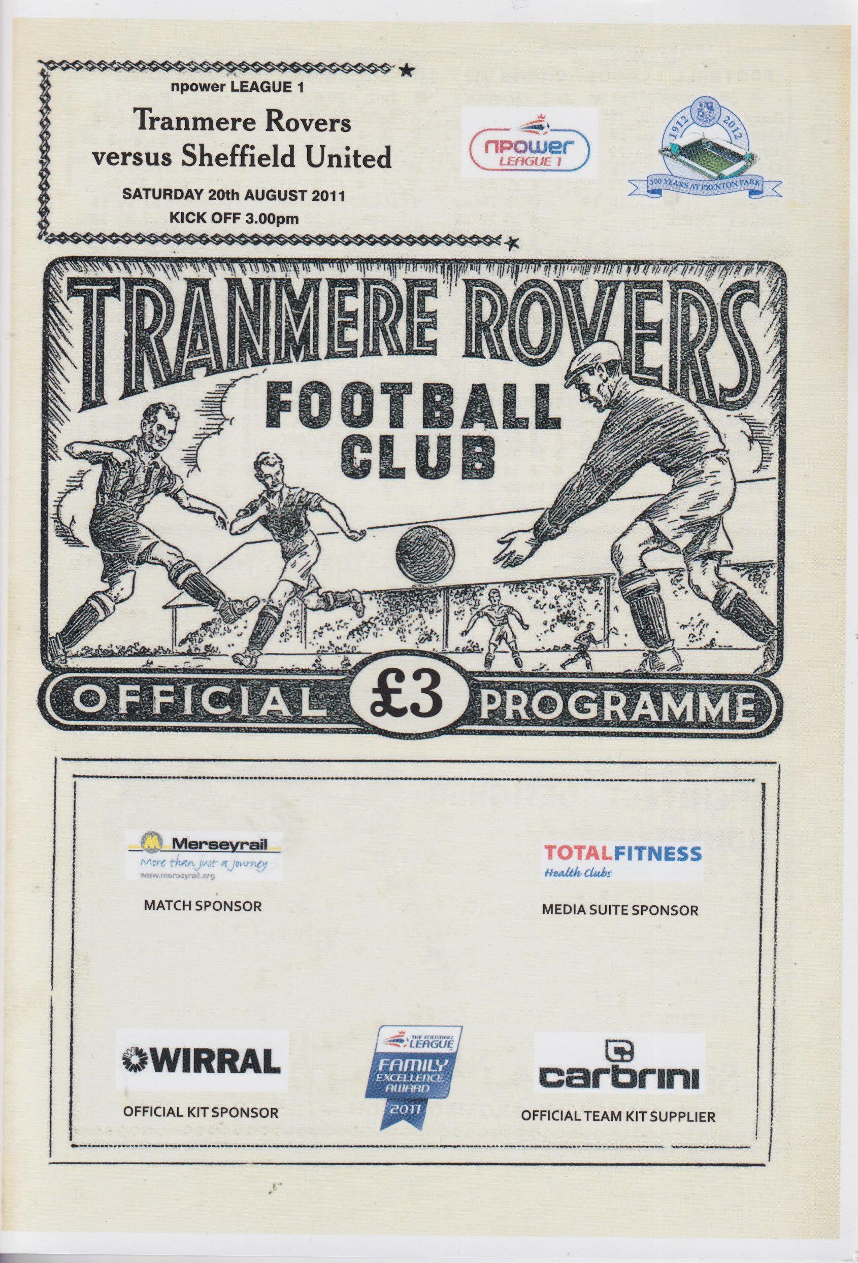 Tranmere Rovers v Sheffield United match programme